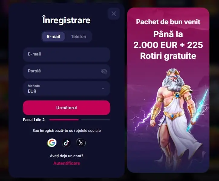 Înregistrarea la NV Casino
